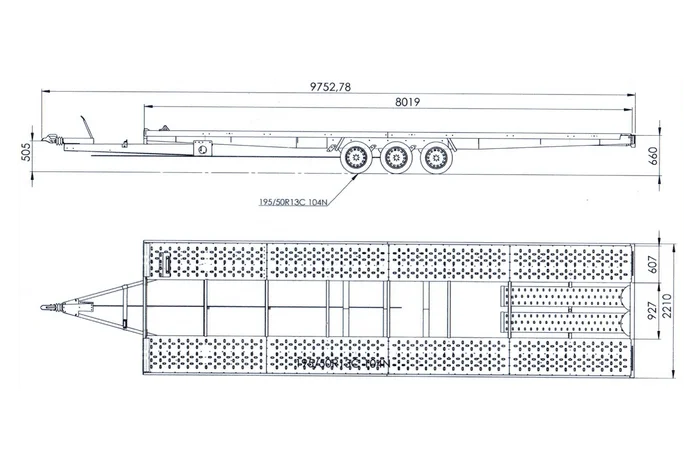 Remorque porte voiture à trois essieux 800X230 Uniplat
